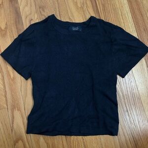 Nuuds Ribbed Sweater Baby Tee, Navy, Small